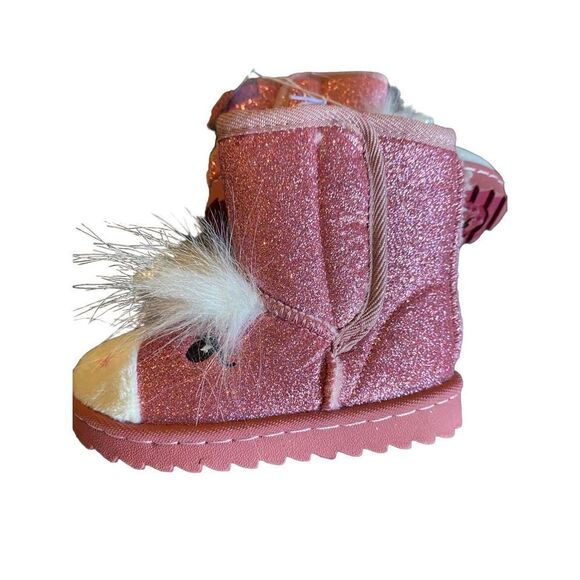 Girl’s sparkly unicorn boots toddler 7 hook and loop closure NWT NEW pink - Picture 2 of 5